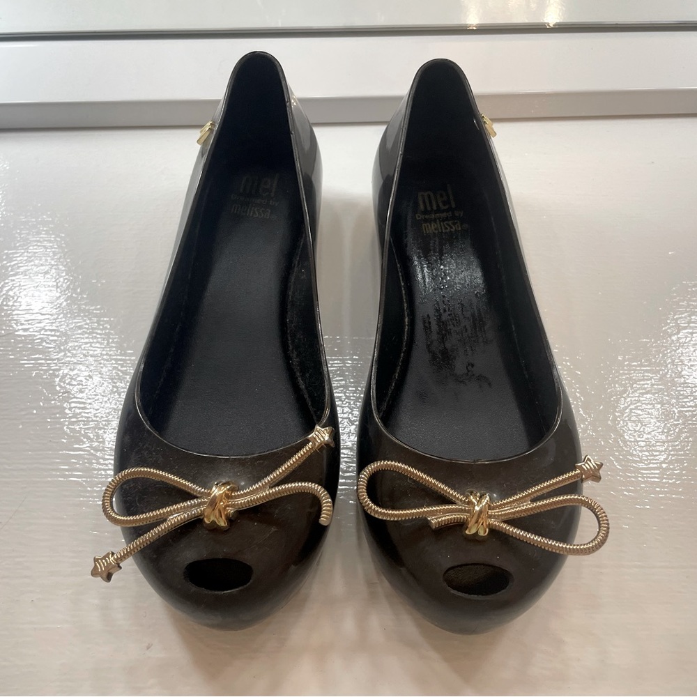 Mini Melissa black ballet jelly flats